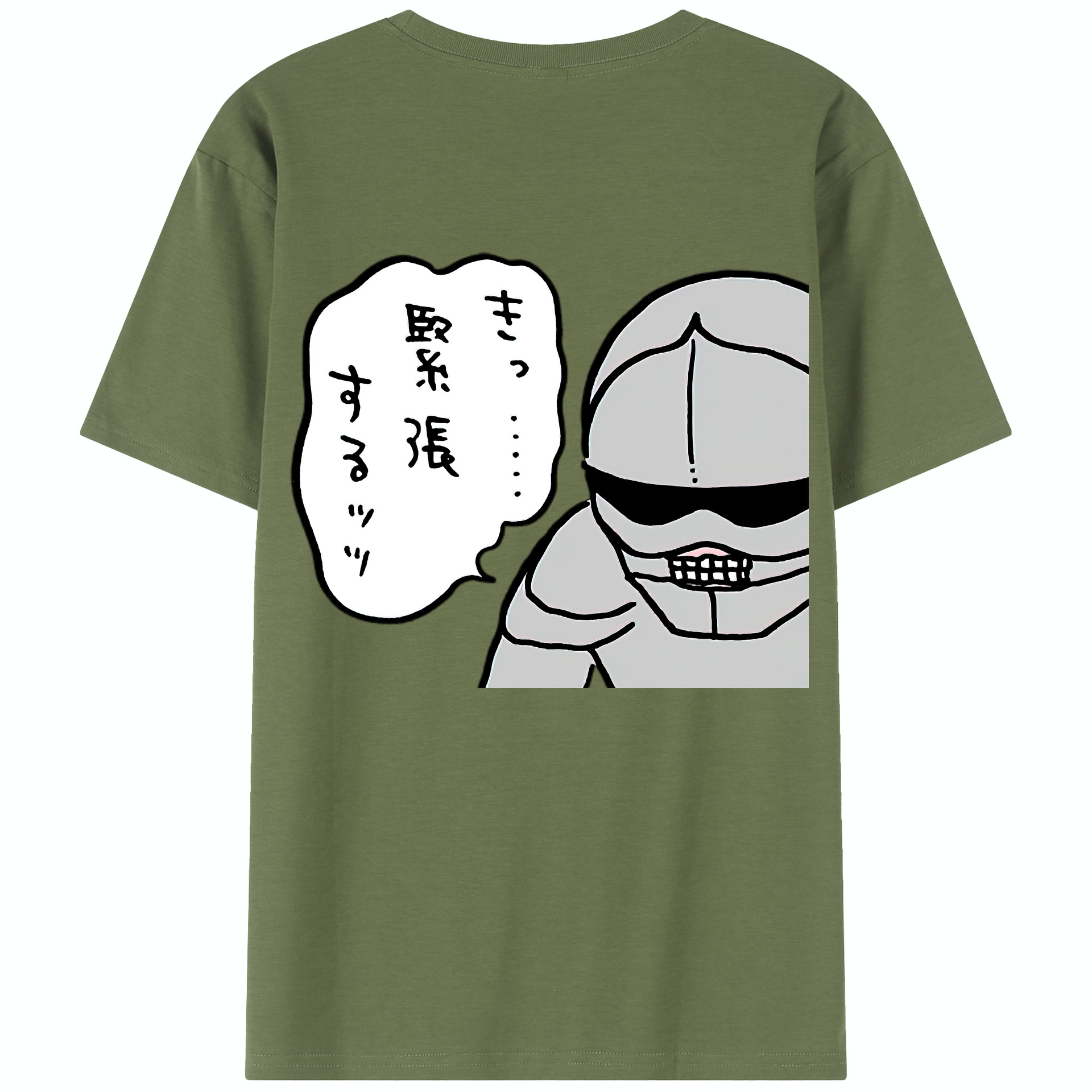 （画像用） ちいかわ 労働の鎧さん Chii-kawa Mr. Armor of Labor 綿100％半袖Tシャツ（背面プリント）